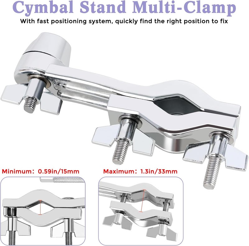 RANMING Drum Set Mounting Clamp Cymbal Stand Extension Arm L-Shaped Cymbal Clamp for 8-12 Inch Splash Cymbals, Adjustable Cymbal Arm for 15-33mm Cymbal Stands,Long Boom Cymbal Arm for Drummer Beginner - Image 2
